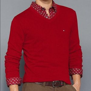 Tommy Hilfiger Red Sweater Men’s Medium v neck
